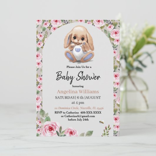 Kinderdusche Einladung mit Niedlichem Design (Stehend Vorderseite)