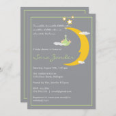 Kinderdusche Einladung Mond und Sterne (Vorne/Hinten)