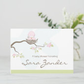 Kinderdusche Einladung - Pink Baby Bird (Stehend Vorderseite)