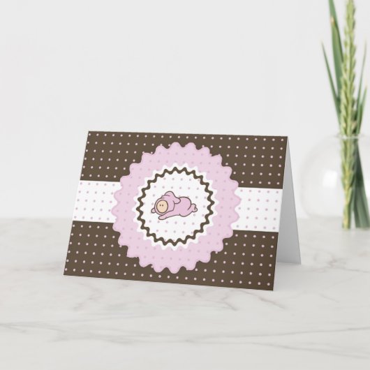 Kinderdusche Einladung (pink und braun) (Vorderseite)