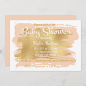 Kinderdusche Einladung Rosa/Gold (Vorne/Hinten)