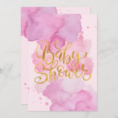 Kinderdusche Einladung, rosa Wasserfarbe für ein M Einladung (Vorne/Hinten)