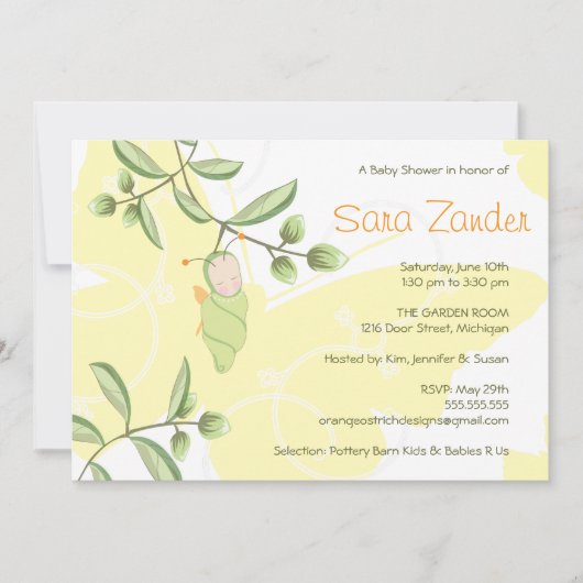 Kinderdusche Einladung - Schmetterling (Vorderseite)