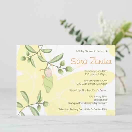 Kinderdusche Einladung - Schmetterling (Stehend Vorderseite)