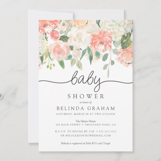 Kinderdusche Einladung| Sweet Florals 02 Einladung (Vorderseite)