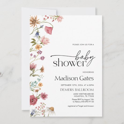 Kinderdusche Einladung Wildblume (Vorderseite)