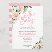 Kinderdusche Einladungen für ein Girl Pink und Gol (Vorne/Hinten)