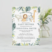 Kinderdusche Einladungen Jungle Animals (Stehend Vorderseite)