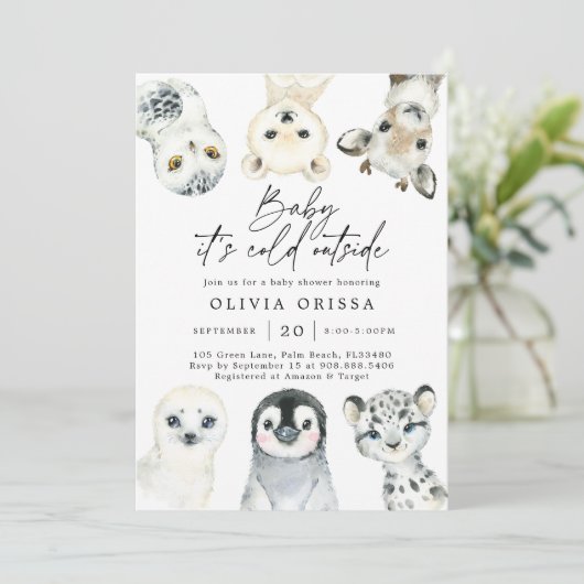 Kinderdusche für Arktis Einladung (Stehend Vorderseite)