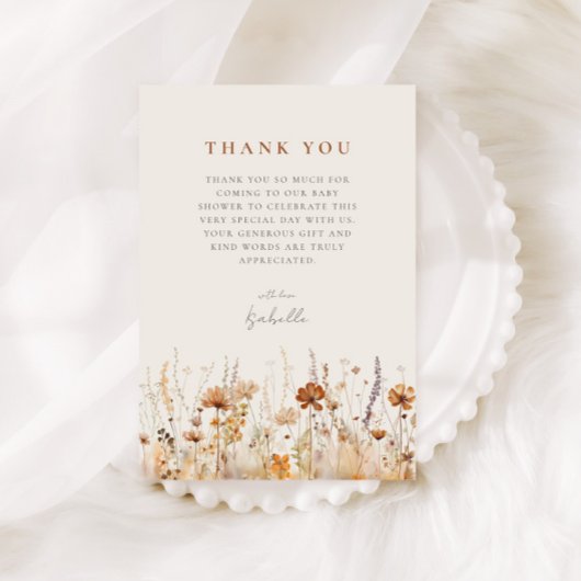 Kinderdusche für die Wildblume im Herbst Dankeskarte