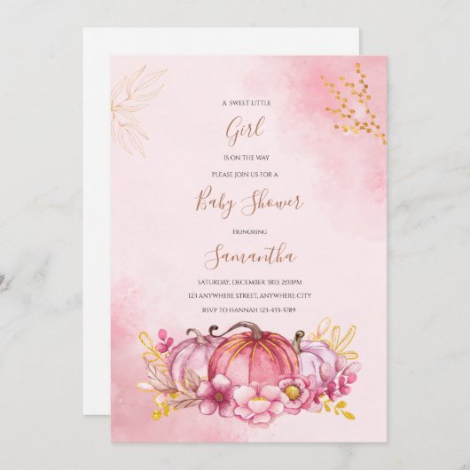 Kinderdusche für Mädchen Einladung (Vorne/Hinten)