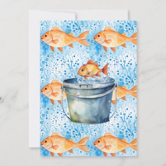 Kinderdusche für niedliche Fische Einladung (Rückseite)