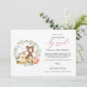 Kinderdusche für niedliche Landtiere (Grünpflanzen Einladung (Stehend Vorderseite)