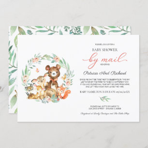 Kinderdusche für niedliche Landtiere (Grünpflanzen Einladung