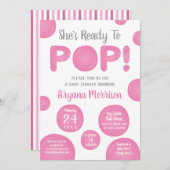 Kinderdusche für Pop, rosa Einladung (Vorne/Hinten)