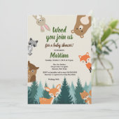 Kinderdusche für Waldtiere Einladung (Stehend Vorderseite)