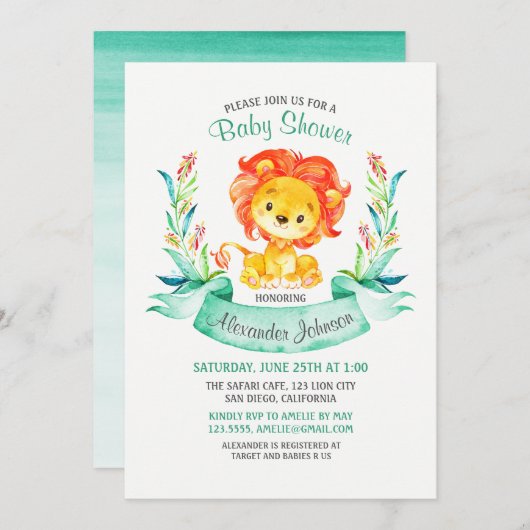 Kinderdusche für Wasserfarben Einladung (Vorne/Hinten)