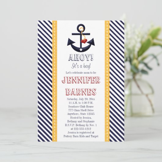 Kinderdusche Gelb Einladung (Stehend Vorderseite)