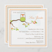 Kinderdusche - Grüne und orange Babyschale Einladung (Vorne/Hinten)