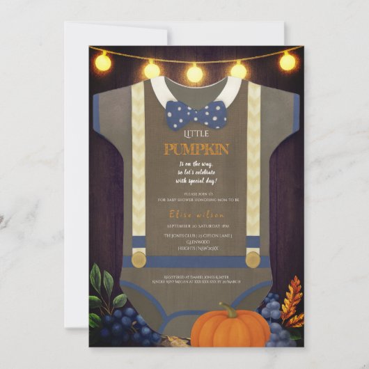 Kinderdusche Herbst unscharfer Bodyanzug Einladung (Vorderseite)