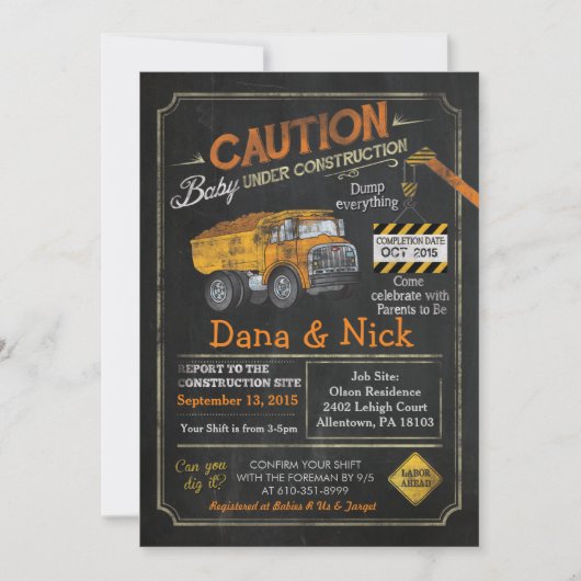 Kinderdusche im Bauwesen Einladung (Vorderseite)