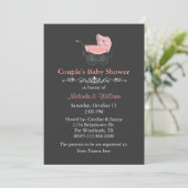 Kinderdusche im grauen Vintagen Stil Einladung (Stehend Vorderseite)