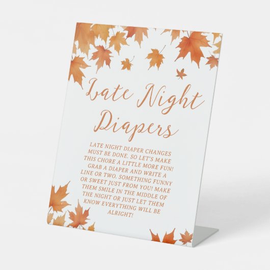 Kinderdusche im Herbst Späte Night Diapers Party G Sockelschild (Vorderseite)
