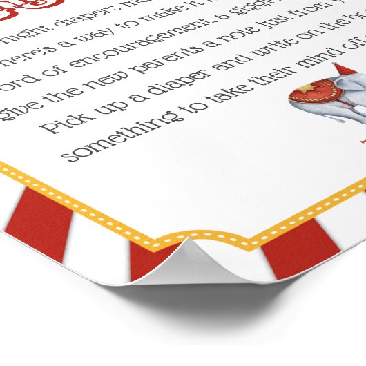 Kinderdusche im Zirkus Zeichen Poster (Ecke)