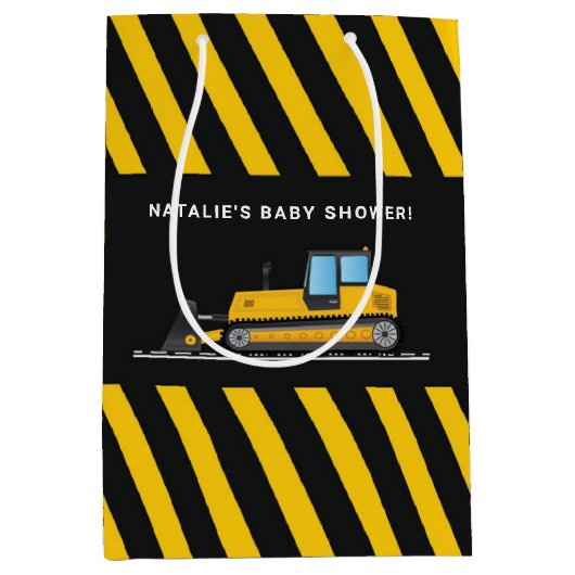 Kinderdusche in Gelb und Schwarz Mittlere Geschenktüte (Vorderseite)