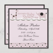 Kinderdusche in Pink Poka Dots Einladung (Vorne/Hinten)