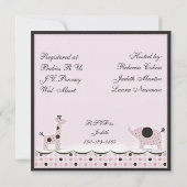 Kinderdusche in Pink Poka Dots Einladung (Rückseite)