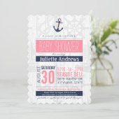 Kinderdusche, Mädchen pink blau Einladung (Stehend Vorderseite)