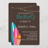 Kinderdusche mit Surfbrettern - BabyQ Baby Einladung (Vorne/Hinten)