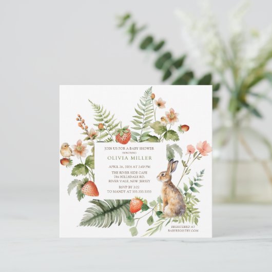 Kinderdusche "Nature's Delight Rabbit" Einladung (Stehend Vorderseite)