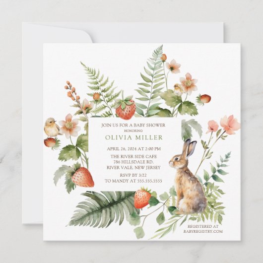 Kinderdusche "Nature's Delight Rabbit" Einladung (Vorderseite)