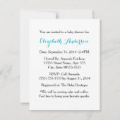 Kinderdusche Niedlich türkisfarbener Regenschirm m Einladung (Rückseite)