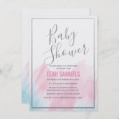 Kinderdusche Pastel Wasserfarbe Einladung (Vorne/Hinten)