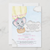 Kinderdusche per Mail rosa Elefant Einladung (Vorderseite)