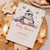 Kinderdusche Pink Pinguin Einladung