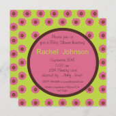 Kinderdusche - Rosa, Grün, Braun Einladung (Vorne/Hinten)