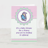 Kinderdusche - Rosa/Grün Einladung (Vorderseite)