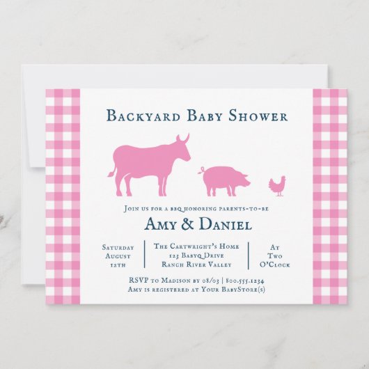 Kinderdusche Rustikal rosa Navy Einladung (Vorderseite)