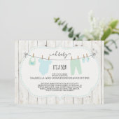 Kinderdusche| Rustikale Wäsche Einladung (Stehend Vorderseite)