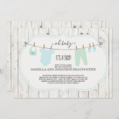 Kinderdusche| Rustikale Wäsche Einladung (Vorne/Hinten)