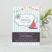 Kinderdusche Segelboot Einladung (Stehend Vorderseite)