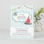 Kinderdusche Segelboot Einladung (Stehend Vorderseite)