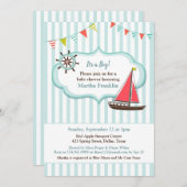 Kinderdusche Segelboot Einladung (Vorne/Hinten)