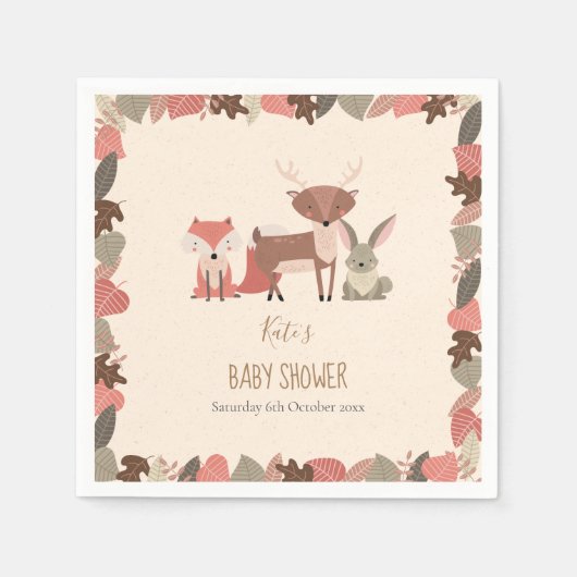 Kinderdusche/Sprinkle für niedliche Landtiere Serviette (Vorderseite)