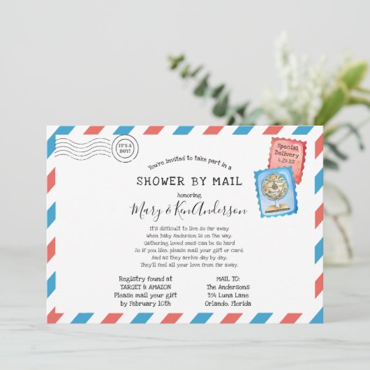 Kinderdusche über lange Entfernung per Post Einladung (Stehend Vorderseite)