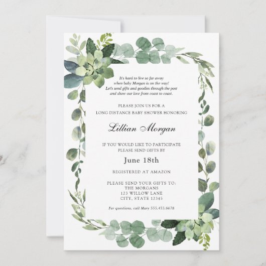 Kinderdusche über lange Entfernung per Post Einladung (Vorderseite)